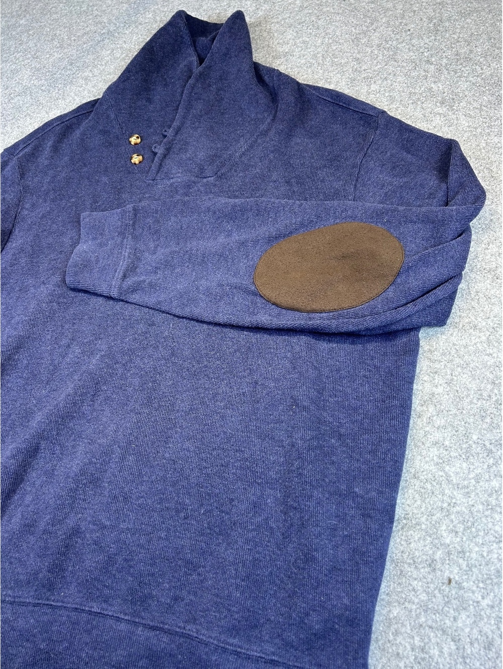 Cremieux Classics Pullover Men's Size XL Navy Blue Brown Elbow Pad Golf Luxury